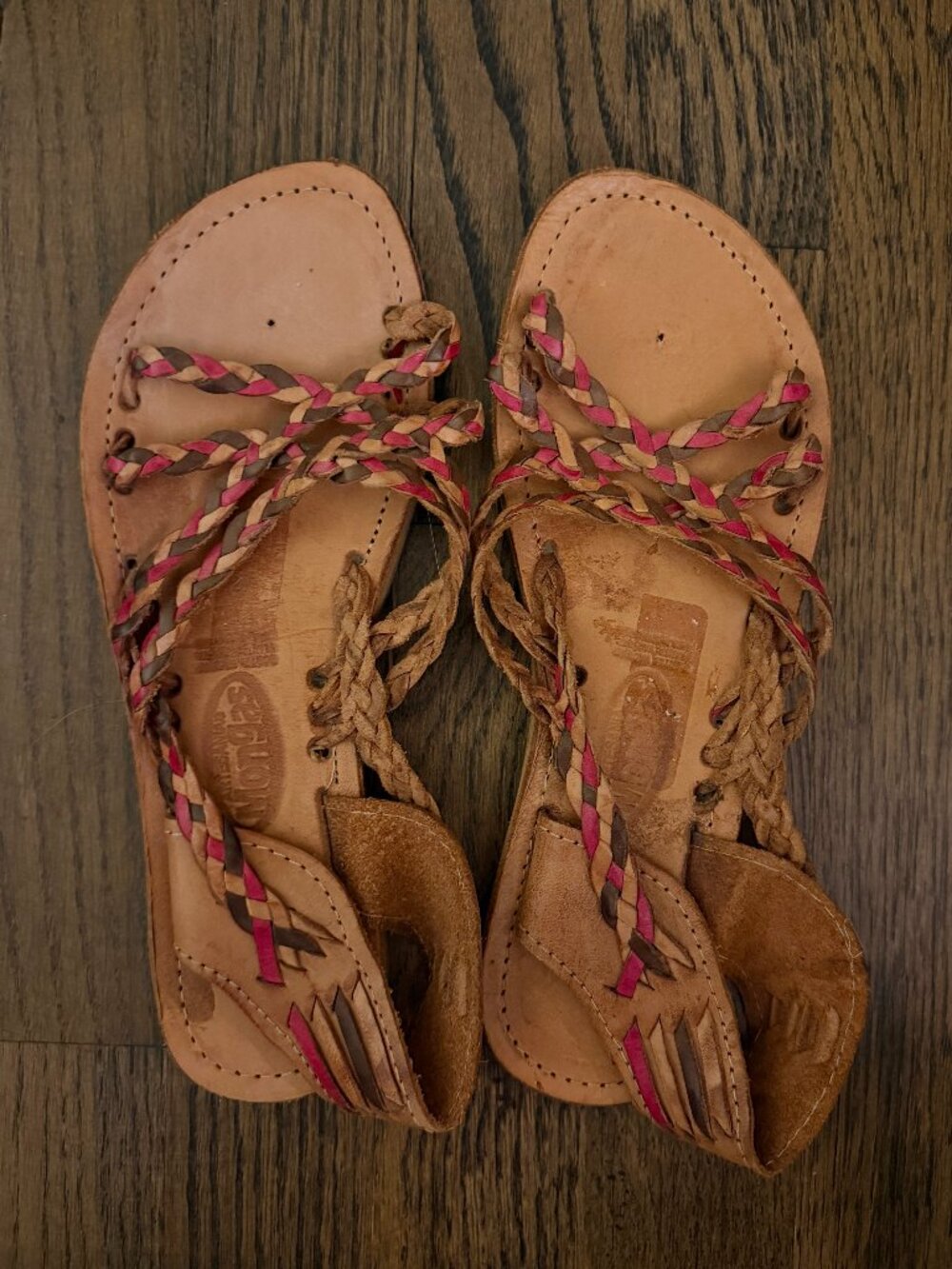 Artesanias Mongas Woven Leather Sandals - Size 7